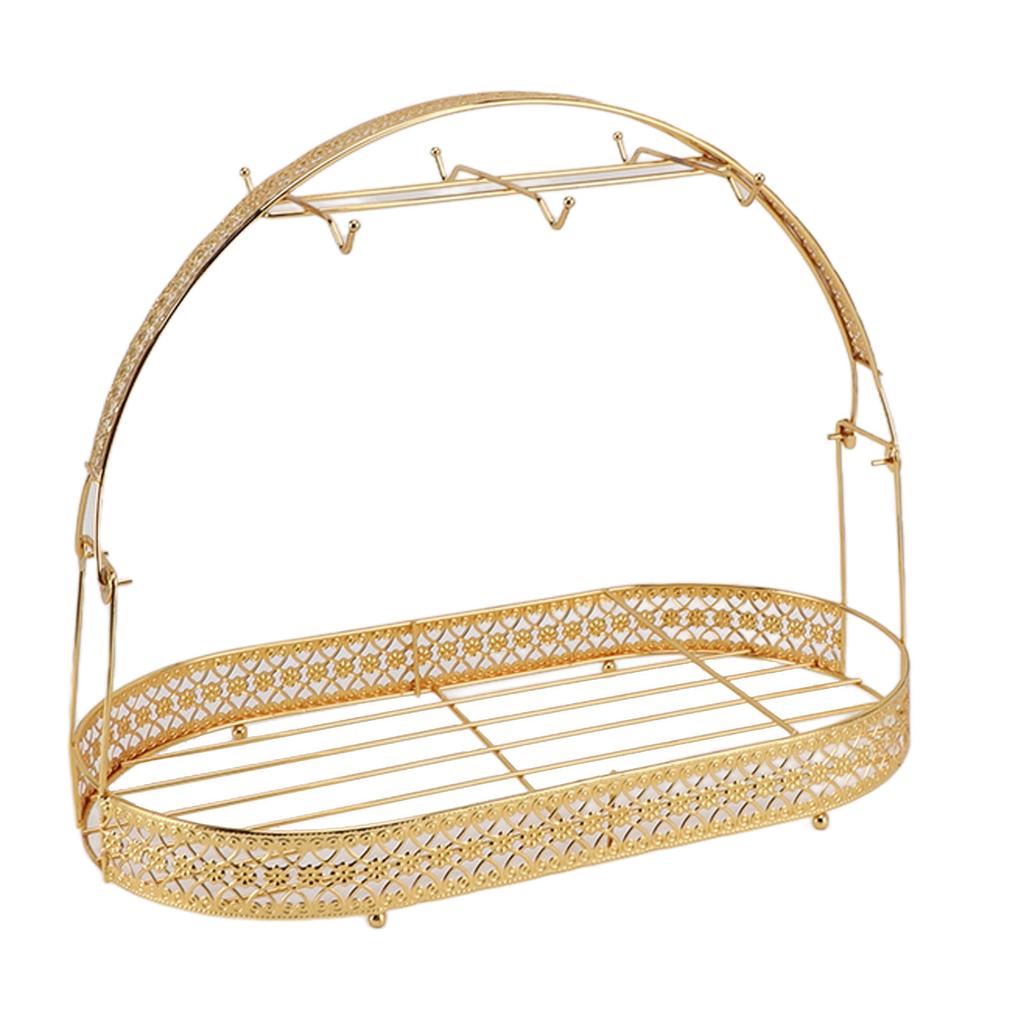 Mug Holder Stand Iron Coffee Cups Dishes Organizer Mug Drainer Storage Drying Rack with 6 Hooks for