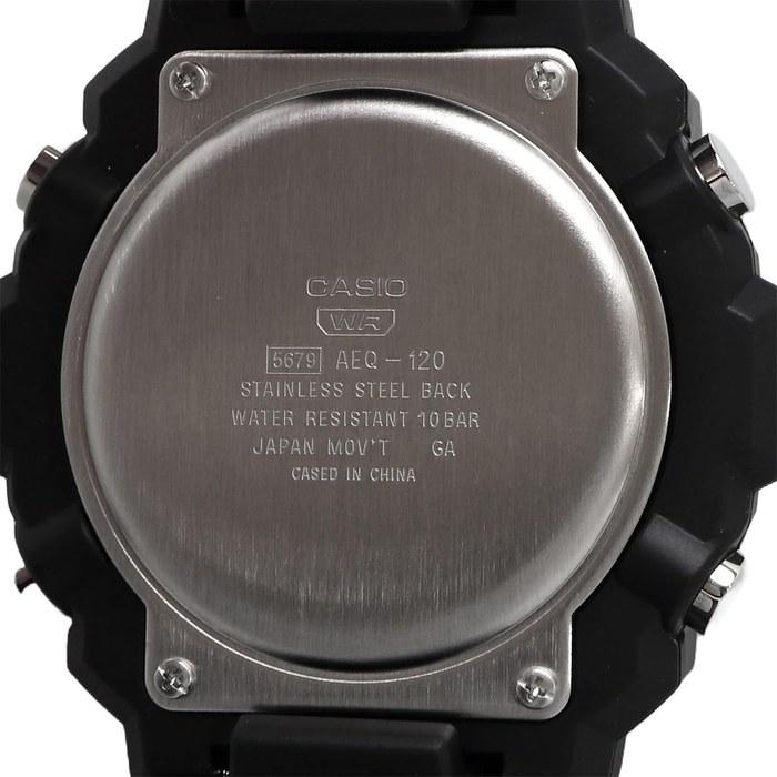 Casio World Time Telememo Quartz Watch AEQ-120W-1BV Men's Reverse LCD Black Overseas Model