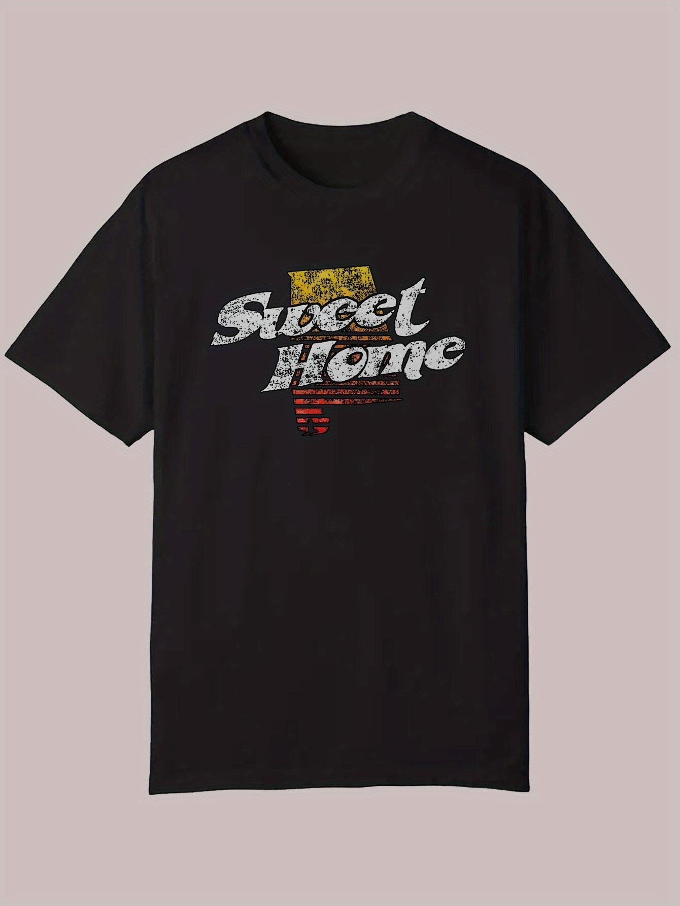 

Summer Casual Short Sleeve T-shirt - Black Sweet Home Graphic Print with Lightning Design XXL