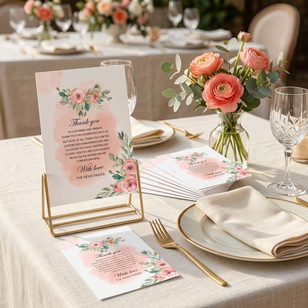 Floral Wedding Table Cards 10x15cm Writable Thank You Cards 50Pcs Pack