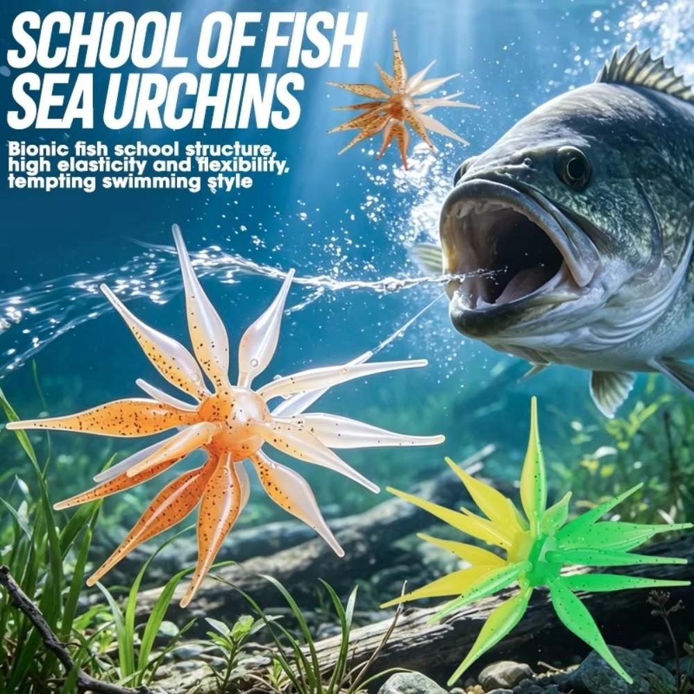 2pcs 2PCS Sea Urchin Fishing Lure Two-tone Color Tentacle Fishing Lure For Trout Fishing