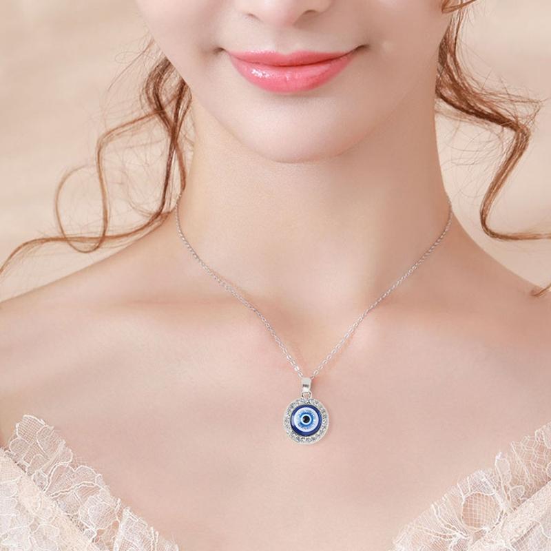 Dot Diamond Lucky Blue Eye Necklace for Evil Eye Pendant Necklace Turkish for Evil Eye for Protection and Blessing for W
