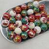 16mm Acrylic Plated UV Double-sided Printed Christmas Series Straight-hole Round Beads DIY Mobile Phone Chain Keychain Car Hang