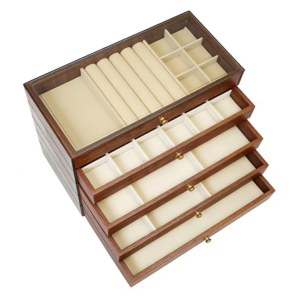 Jewelry Storage Box Minimalist Wood Lining Large Capacity Jewelry Box for Rings Necklaces Earrings