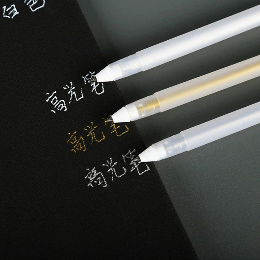 White/Gold/Silver Ink Marker Pen 0.7mm Nib Paint Marker Simple Highlighter Gel Pen  Sketching