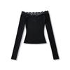 Spicy Lace Off-Shoulder Crop Top: Women's One-Shoulder Long-Sleeve, Waist-Cinching, Sexy Style.