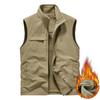 Autumn and Winter Middle-aged and Elderly Men's Vest Velvet Dad Sleeveless Stand-up Collar Multi-pocket Quick-drying Vest Large Size Vest