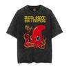 Modny Płukany Vintage Bawełniany T-shirt RED HOT CHILI PEPPERS Koszulka Męska Damska T Shirt Oversize Streetwear Krótki Rękaw