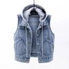 Denim Vest Women's Spring Autumn Clothes Sleeveless Wild Tops Short Hooded Jacket Women Denim Jeans Vest Jacket Female