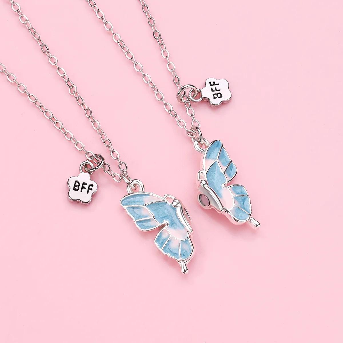 

2 шт. Горячая распродажа Ожерелье-бабочка Модное ожерелье для лучших друзей Набор Изысканное ожерелье из сплава с магнитом Ювелирное изделие Персонализированный подарок