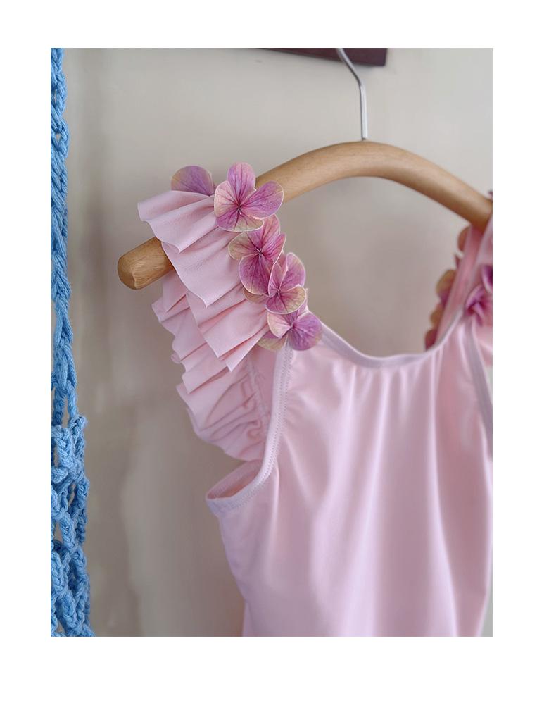 2025 Pink Lace Sling One-Piece Swimsuit for Girls - Fashionable Holiday Style