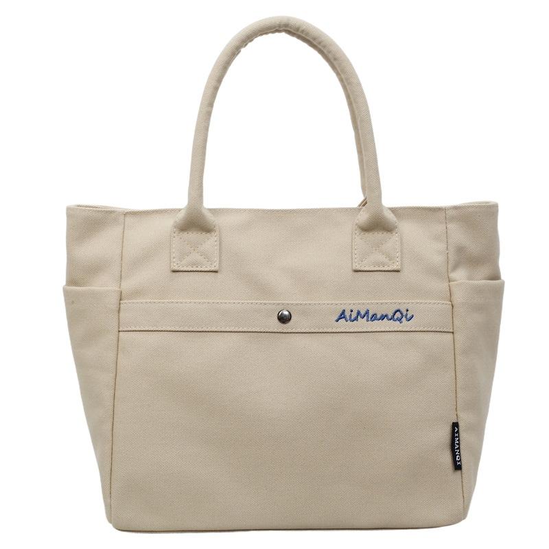 New simple canvas bag women's large-capacity casual tote bag student class bag going out shoulder handbag