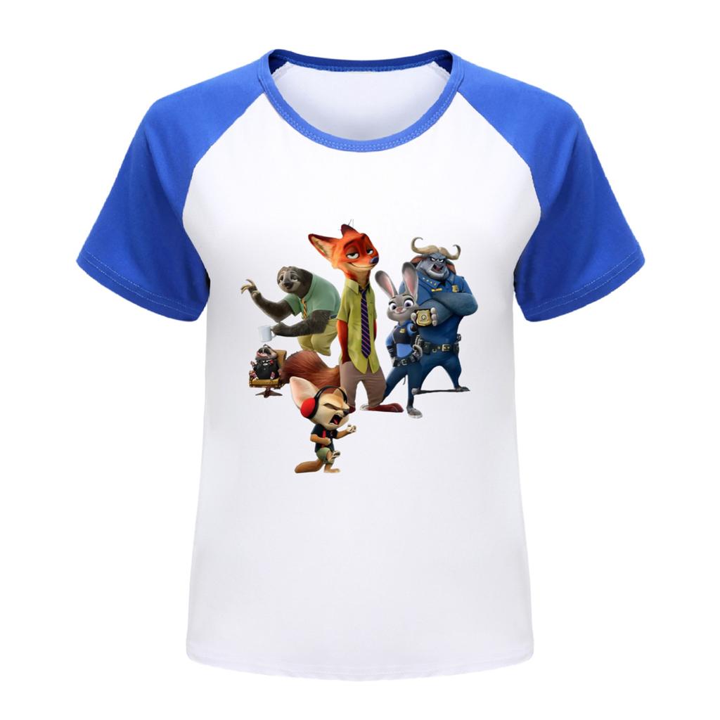 Fashionable Round Neck Short Sleeve Work Clothes Printed Tops For KID Summer Tops