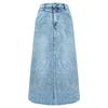 2025 High-Waisted Minimalist Denim A-Line Midi Skirt