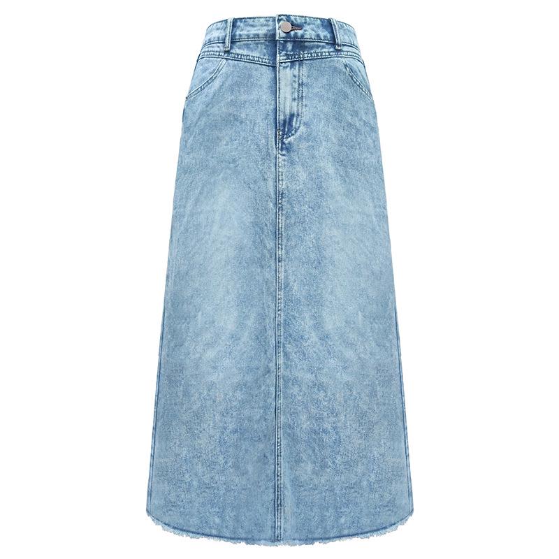 2025 High-Waisted Minimalist Denim A-Line Midi Skirt