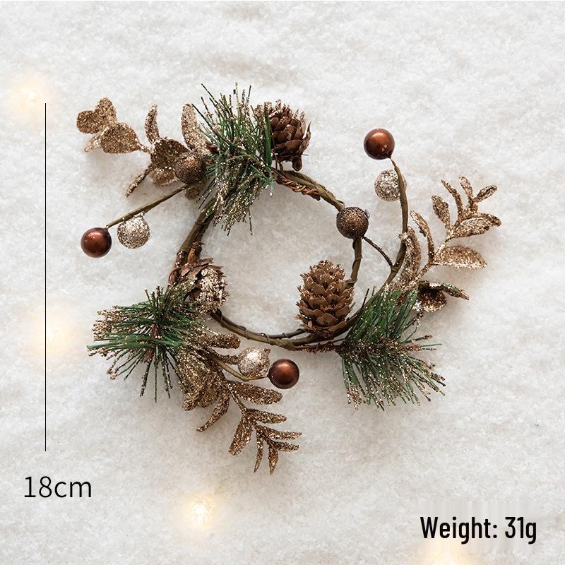 Champagne Gold Pine Cone Wreath Ornament - Christmas Decoration & DIY Vine Candlestick.