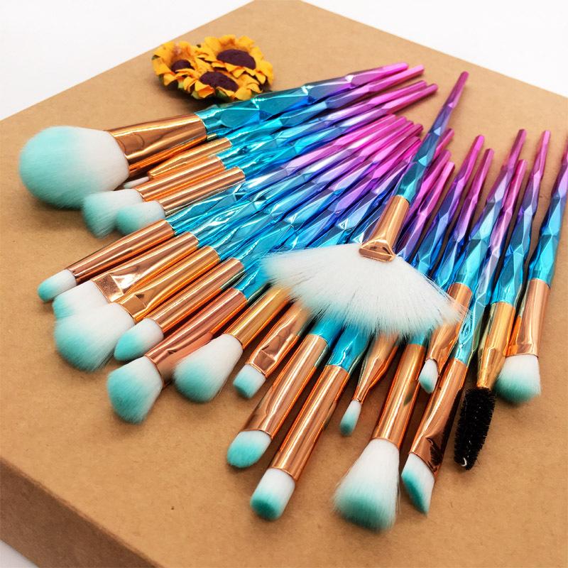 20 Makeup Brush Set Diamond Clear Handle Eyeshadow Makeup Brush Multifunctional Eye Beauty Tool