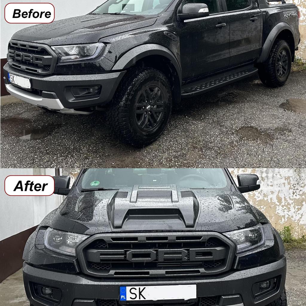 ABS Bonnet Hood Scoop Cover For Ford Ranger Raptor 2015-2025 Matte Black Air Flow Intake Scoop Bonnet Vent Bonnet Protector