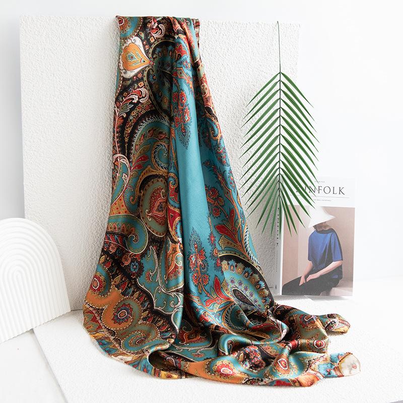 100% Mulberry Silk Scarf  Four Seasons New Printed Shawl Large Square Scarf Gift