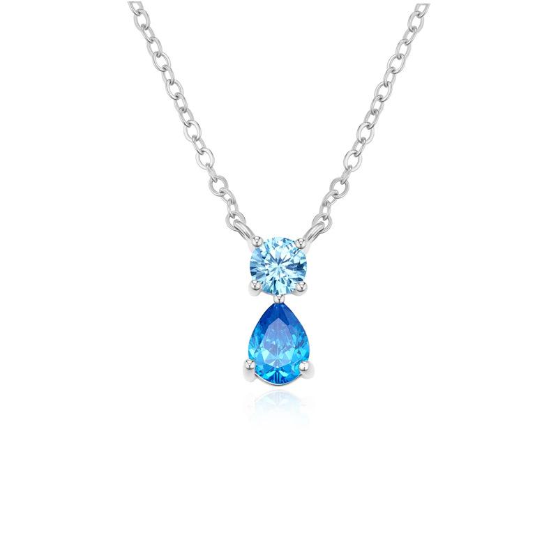 Cross-border Hot-selling European American Style Simple Water Drop Birthstone Necklace Women Fashion Pendant Necklace