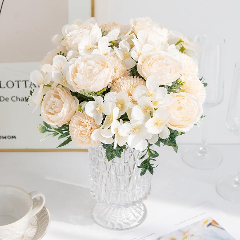 Artificialflower Silk Peony Chrysanthemum Outdoor Garden Wall Wedding Bridal Bouquet Christmas Home Vase Festival Party Diy Gift