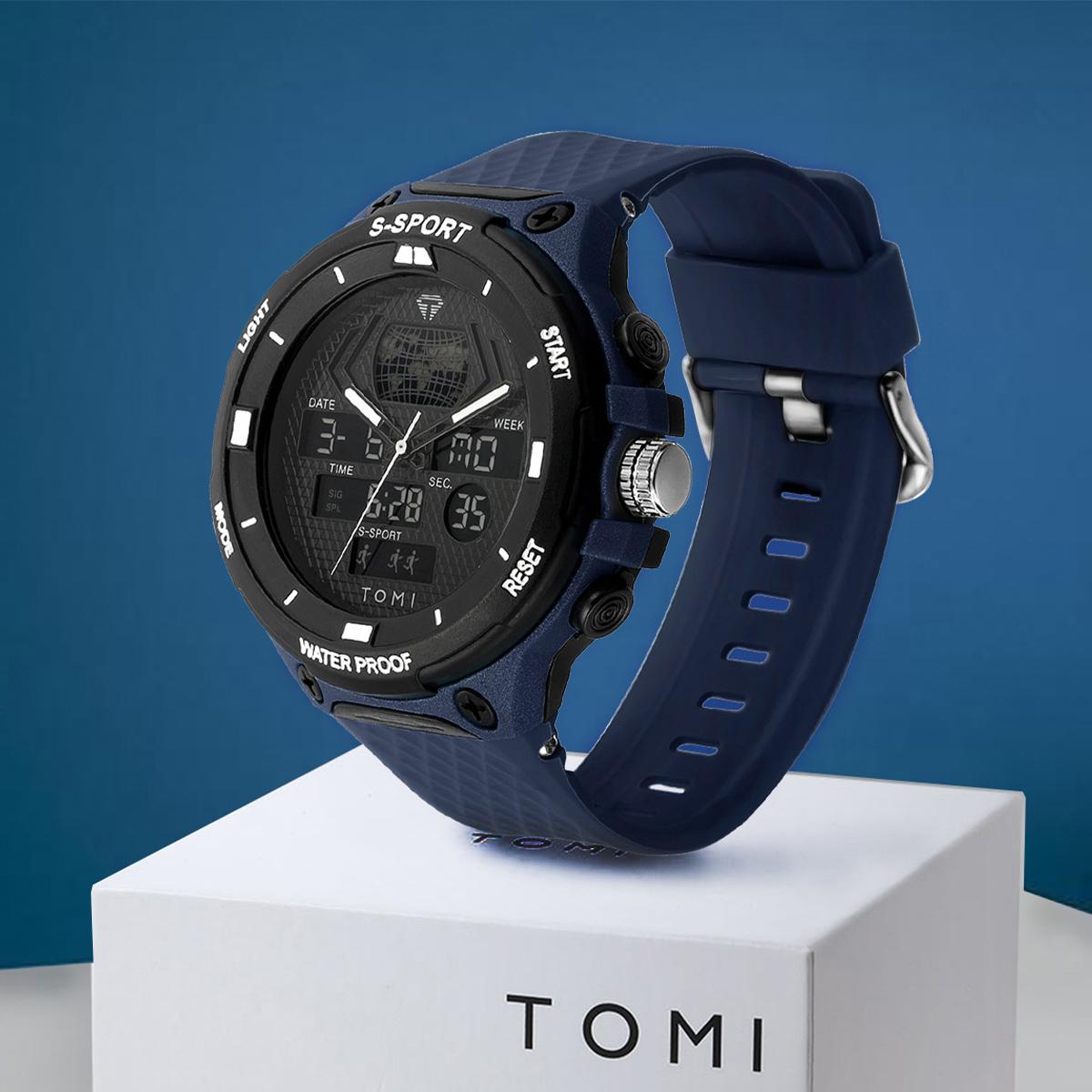 Men s Sports Watch Multi Functional 30M Waterproof Outdoor Sports Electronic Watch Student Military Watch темно-синий
