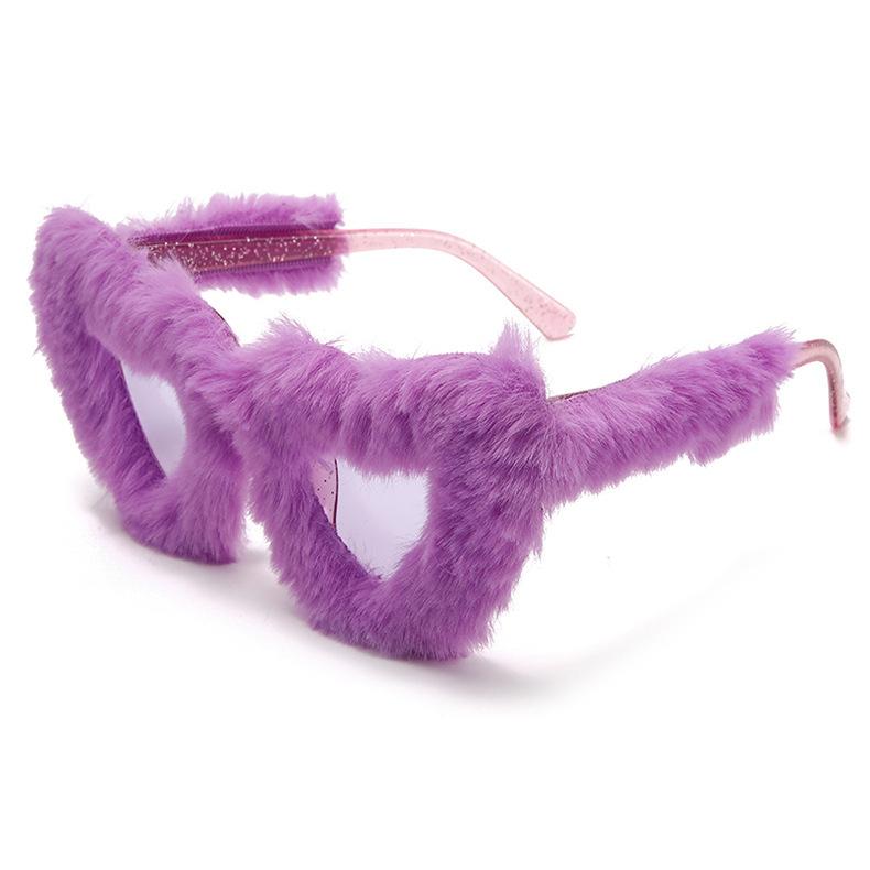 New Fashion Glasses Plush Love Sunglasses Peach Heart Dance Party Funny Heart Sunglasses