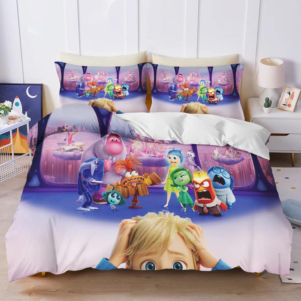 Inside Out Anime Home Bedroom Comforte Nordic polyester material suitable for children and adults 3-piece set