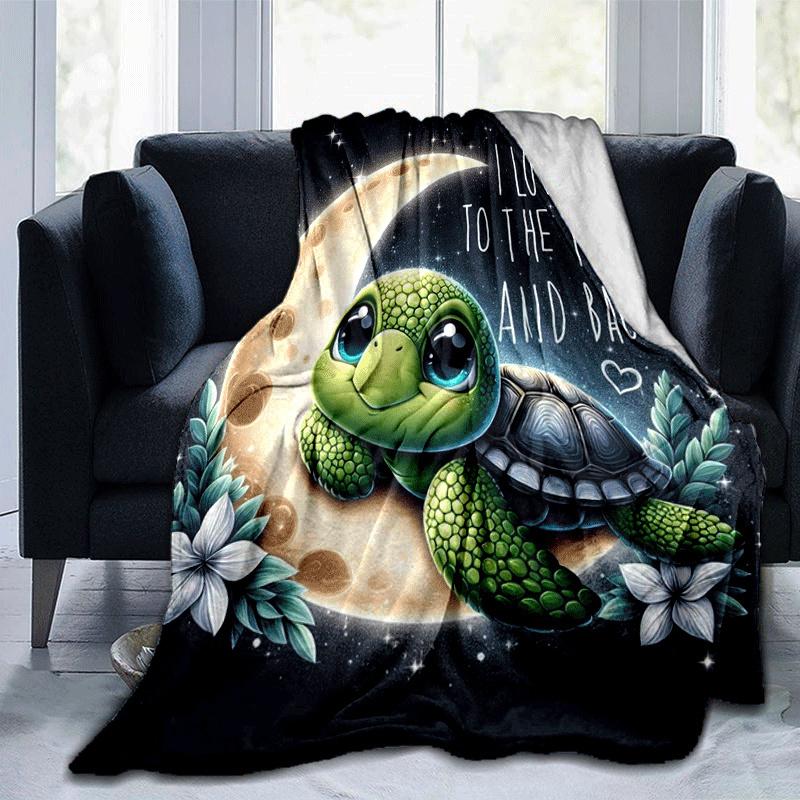 

1pc Turtle Printing Lightweight Flannel Blanket, Comfortable and Warm Blanket, for Camping Sofa Bed and Couch Office, Gift 100x150cm