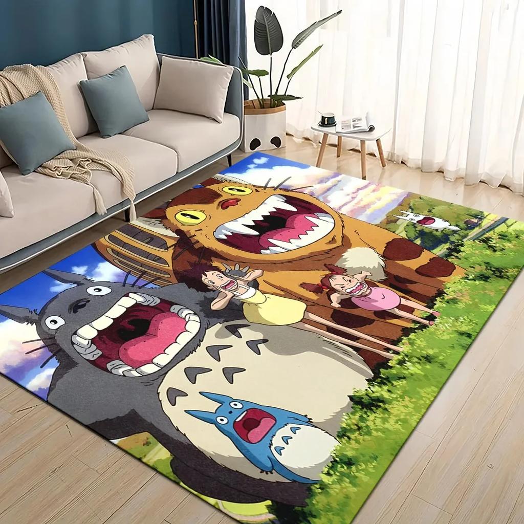 3D T-Totoros Cartoon Area Rug Large,Carpet Rug for Living Room Bedroom Sofa Doormat Decoration,kid Play Non-slip Floor Mat