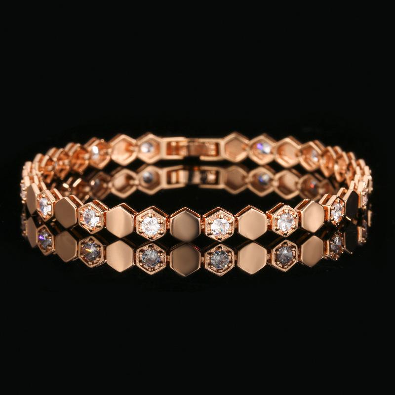 Jewelry Retro Simulation Corundum Light Luxury Full Diamond Champagne Bracelet Main Stone 3Mm