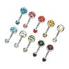 10pcs Belly Button Rings Colorful Rhinestone Stainless Steel Curved Navel Barbell Body Piercing Jewelry
