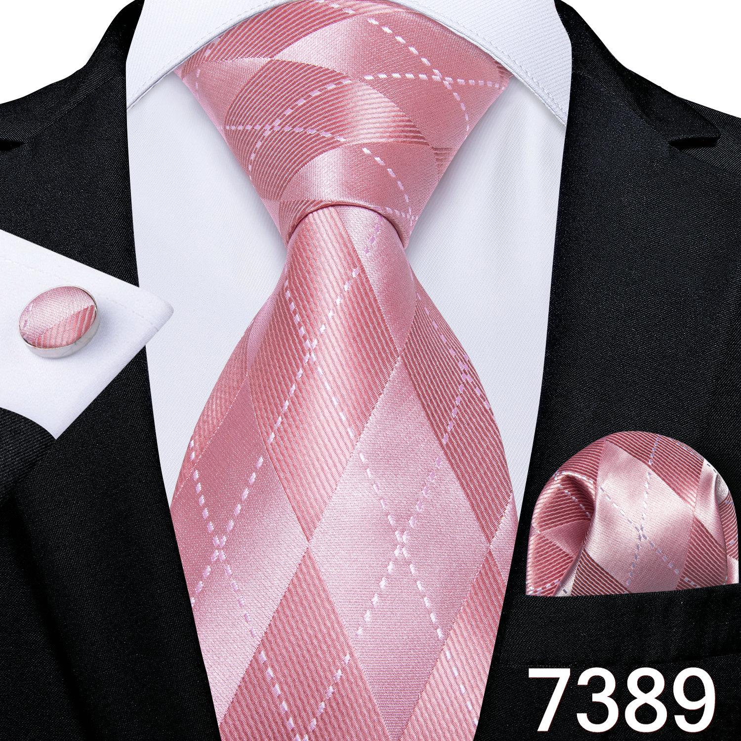 

Чоловічі краватки Dibangu Pink Paisley Striped Silk Woven Necklinks Hanky ​​Cufflinks Set for Wedding Tie N-7389