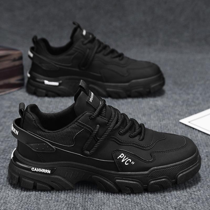 Autumn and Winter Leather Martin Shoes Men's Outdoor Tooling Men's Shoes 2024 New Casual Low-top Trendy Shoes Men's Height Increase