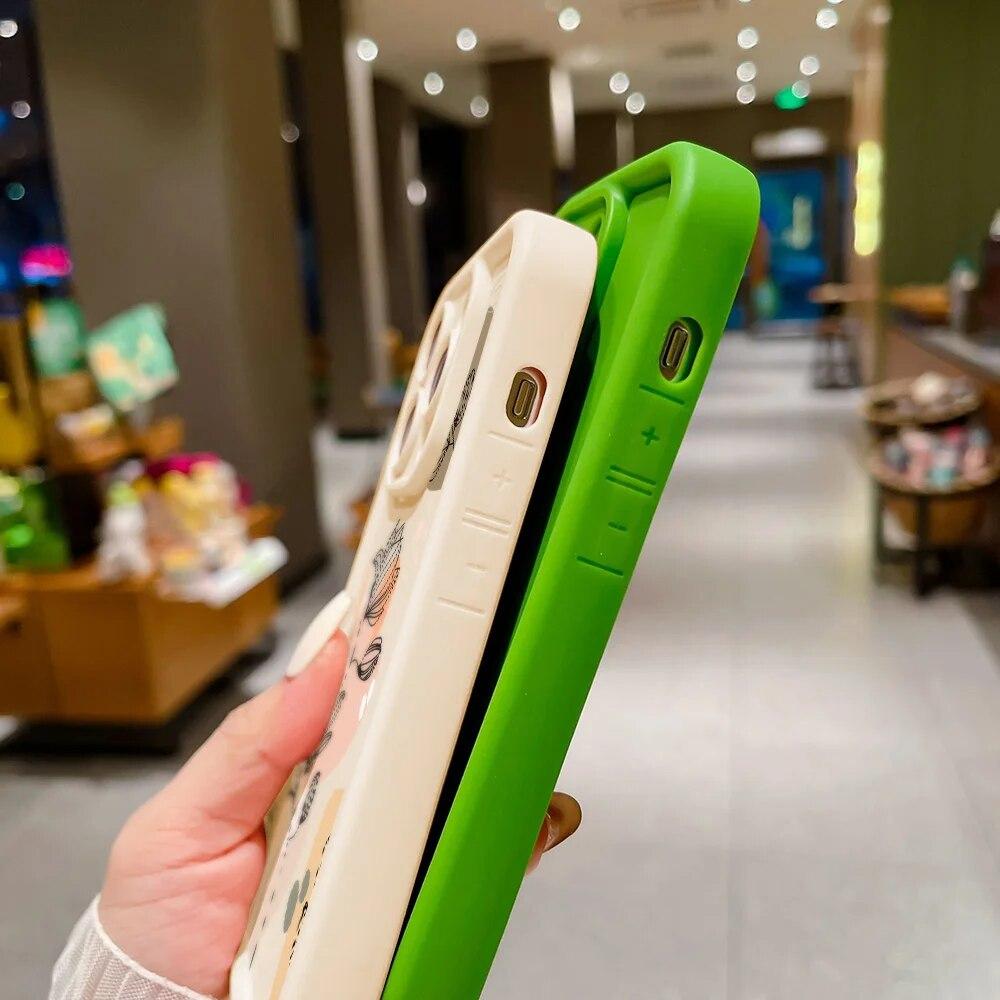 Abstract Plants Phone Case For iPhone 15 Pro Max Case iPhone 13 14 12 11 Pro Max X XR XS 7 8 Plus SE Candy Liquid Silicone Cover