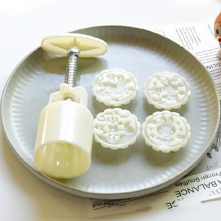 Hand-Pressure Moon Cake Mold Cookie Stamps Round Moon Cake Maker Easy To Use