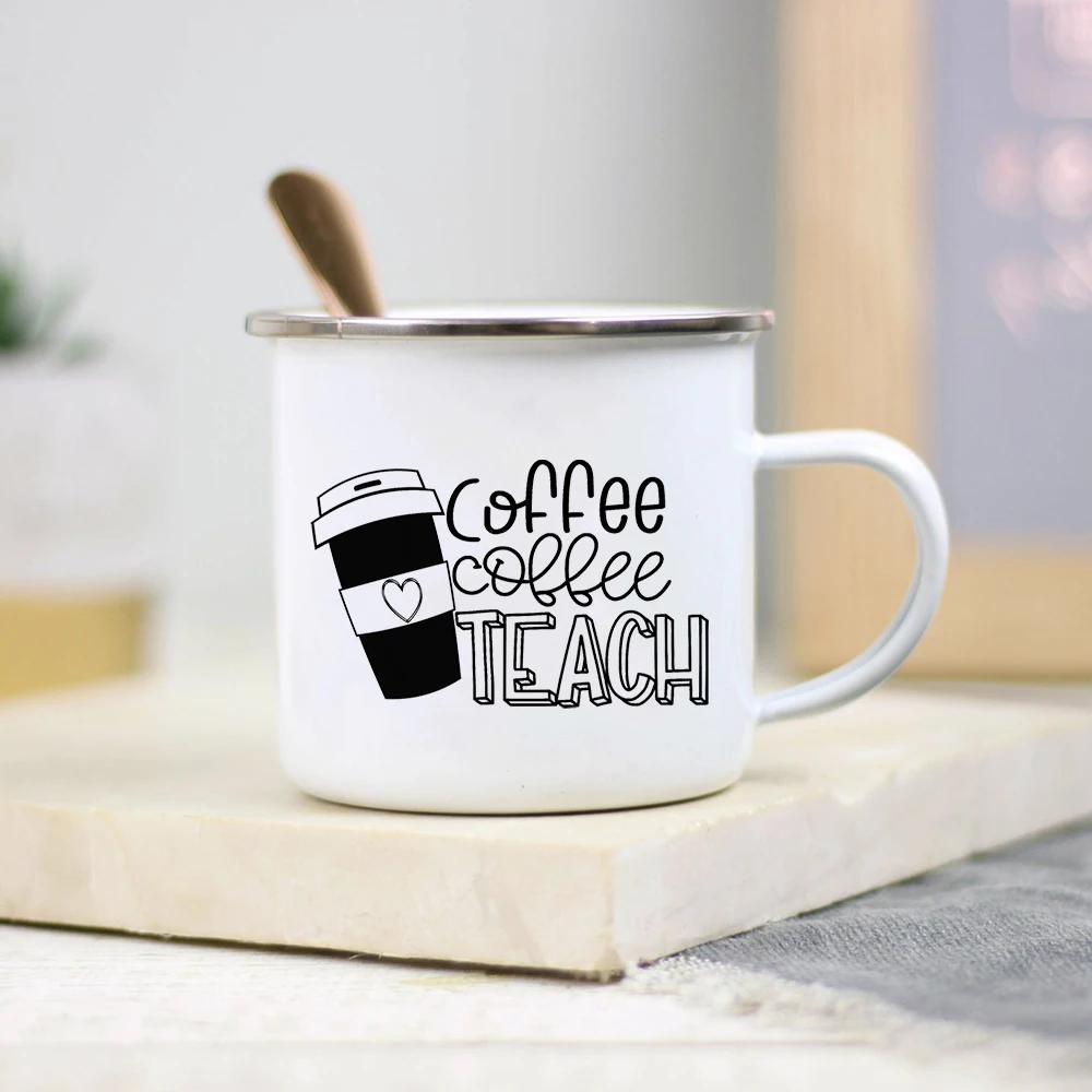 Es braucht ein großes Herz, um kleine Geister zu formen Lehrer Emaille Tasse Kreativer Lehrer Schule Wasserbecher Kaffeetassen Lehrertagsgeschenke