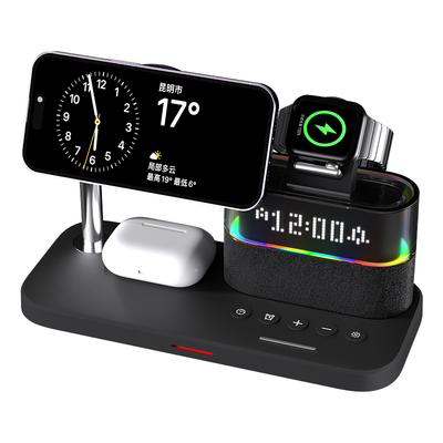 Online Product Desk Multifunctional Charger Station RGB With Night Light Digital Alarm Clock 3 In 1 Wireless Charger Custom Logo