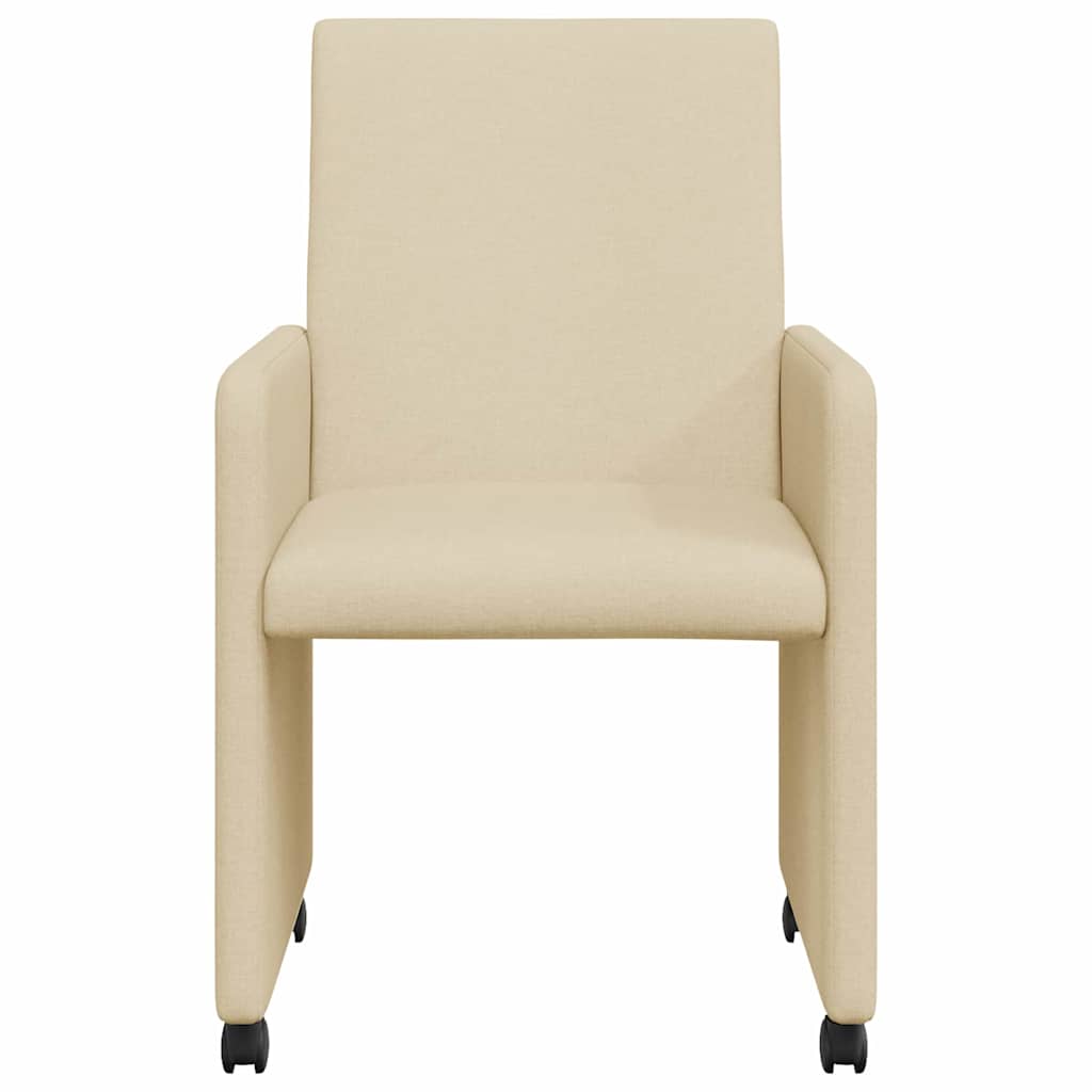 Dining Chairs with Casters 2 pcs Cream 57 x 66 x 94 cm Fabric