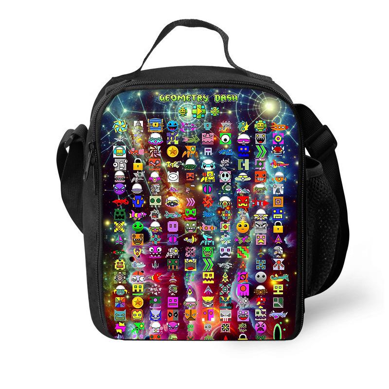Groothandel Geometry Dash broodzak Geometry Dash bedrukte ice pack tote tas voor leerlingen van de basisschool en middelbare school