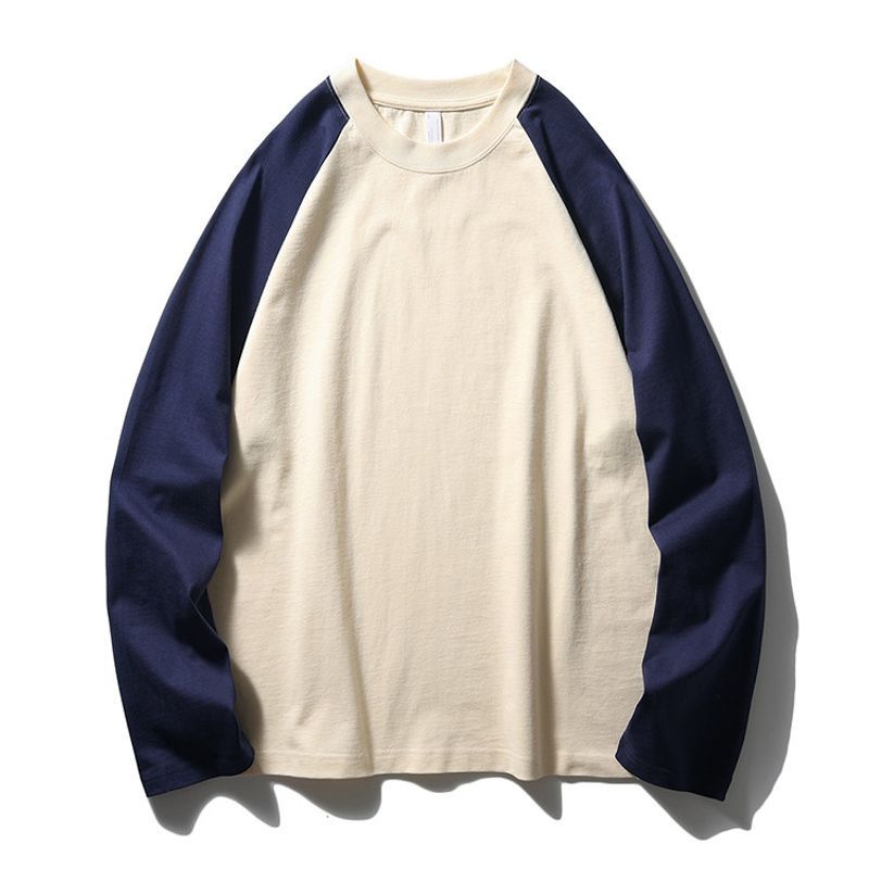 Amekaji American Retro Heavy Weight Contrast Color Raglan Long Sleeves T-shirt Men's Export Cattle Goods Bottoming Shirt Cotton T-shirt