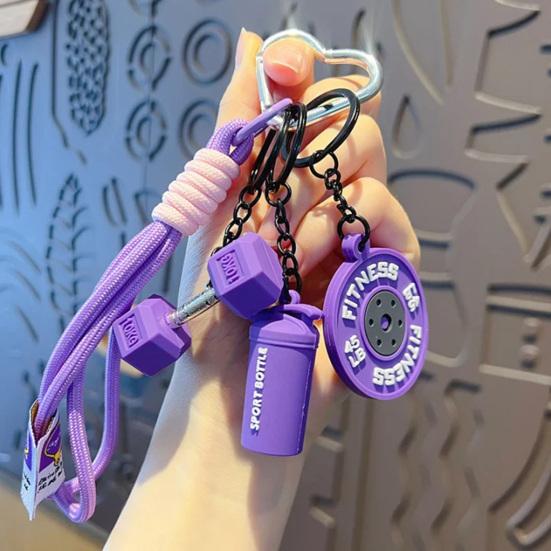 Keychain Pendant Gym-Inspired Design Men Gym Keychain with Dumbbells Kettlebells Fitness Weight Plates Sports Key Holder