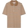 Simple Commuter Fashion Short Sleeve Polo Shirt Women Tops Khaki White Striped WW0WW43224