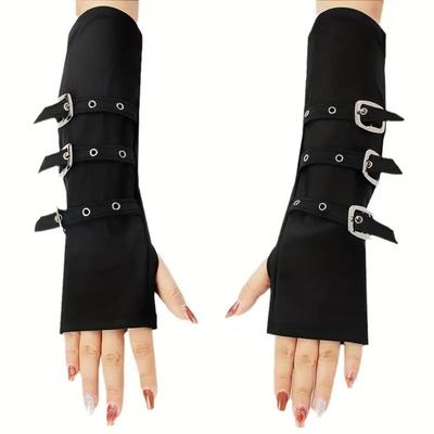 Kreative 30cm Fingerlose Handschuhe mit Schnallenriemen Punk-Stil Armstulpen Persönlichkeits-Handschuhe Cosplay Bühnenauftritte