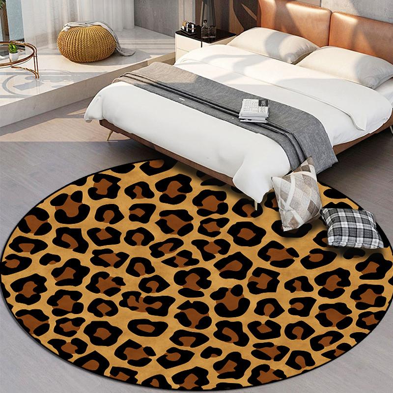 Animal Print Circular Floor Mat Stripe Pattern Carpet Home Living Room Decoration Anti Slip Floor Mat Door Mat