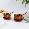 Japanese-style Jujube Wood Coffee Cup Three-piece Set Solid Wood Bowl Cup Wooden Milk Cup with Handle Can Be Printed with Logo