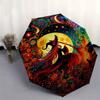 Enchanted Moonlit Witch Art Print, Mystical Night Sky Decor Umbrella, Cute Umbrella with Cute Design, Portable 3-Fold Compact Umbrella for Men & Women