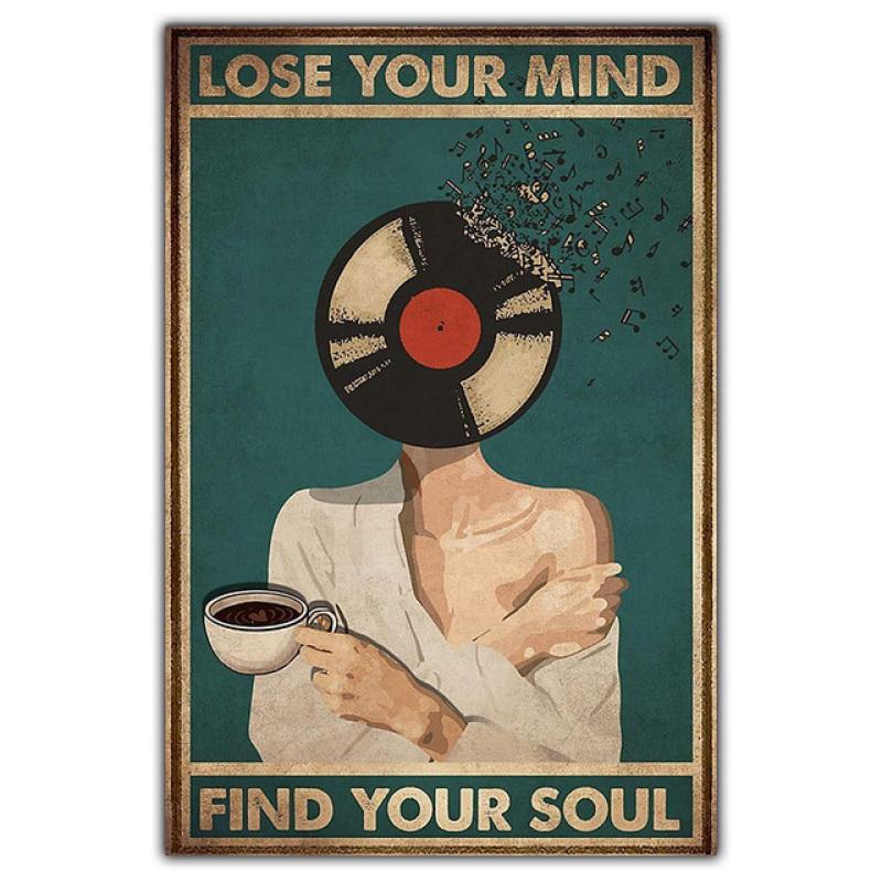 Vintage Abstrakte Kunst Figur Leinwandbild Mode Wandkunst Poster Schallplatte Musik Tänzer Wohnzimmer Heimdekoration Wandbild
