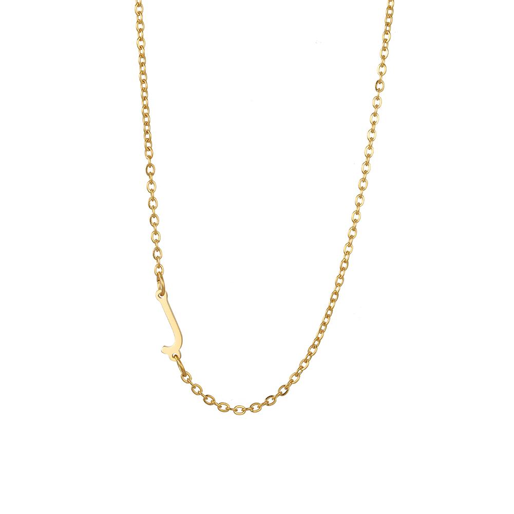 Cazador Sideways Tiny Letter Initial Necklaces A-Z Letters Necklace Stainless Steel Necklace For Women Gift Anniversary Jewelry
