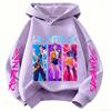 2026 Girls Hoodie for Boys and Girls Cartoon Hunter Rumi Mira Warm and Thick, Fashionable Casual Top, Printed Purple Sweatshirt